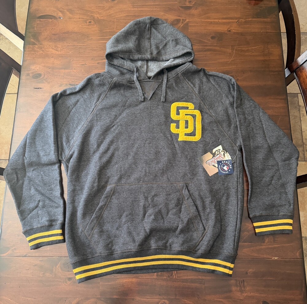 Stitches San Diego Padres MLB Brown/Yellow Hoodie Sweatshirt Size XL